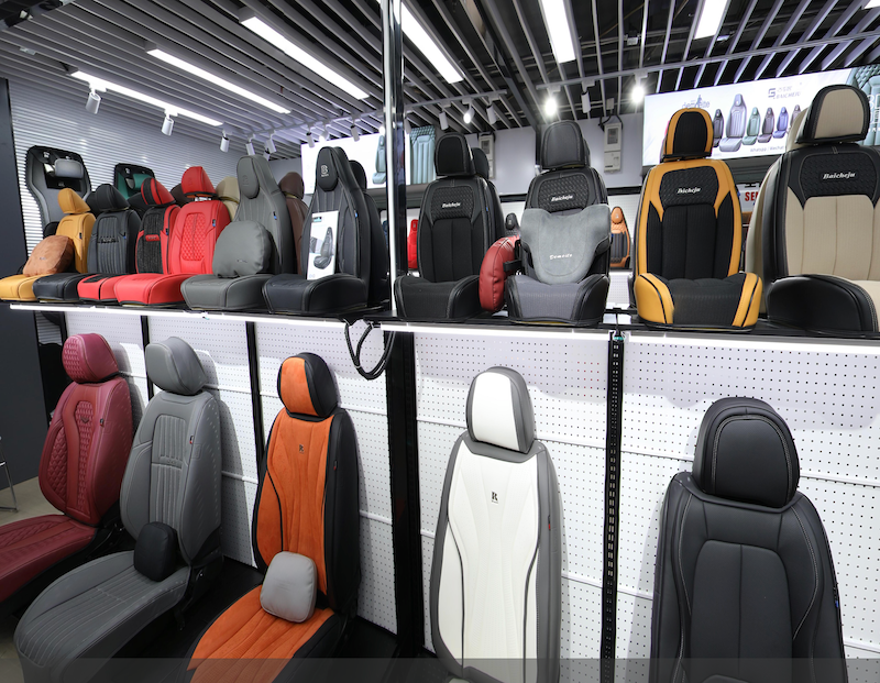 A car seats supplier in Yiwu Futian market, China.