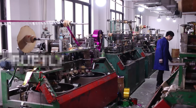 A tinsel garland factory in Yiwu, China