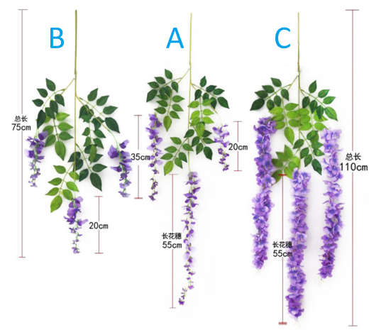 3 Best seller wisteria wholesale in Yiwu China, for hang up / garland purpose