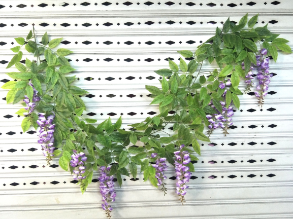 Wisteria artificial flowers (10 flowers version) wholesale in Yiwu, China, for twine with rattan purpose